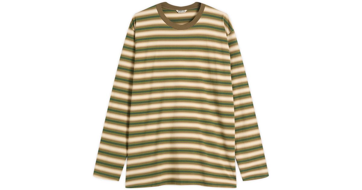 AURALEE Gradient Stripe Jersey L/S T-Shirt in Green for Men | Lyst