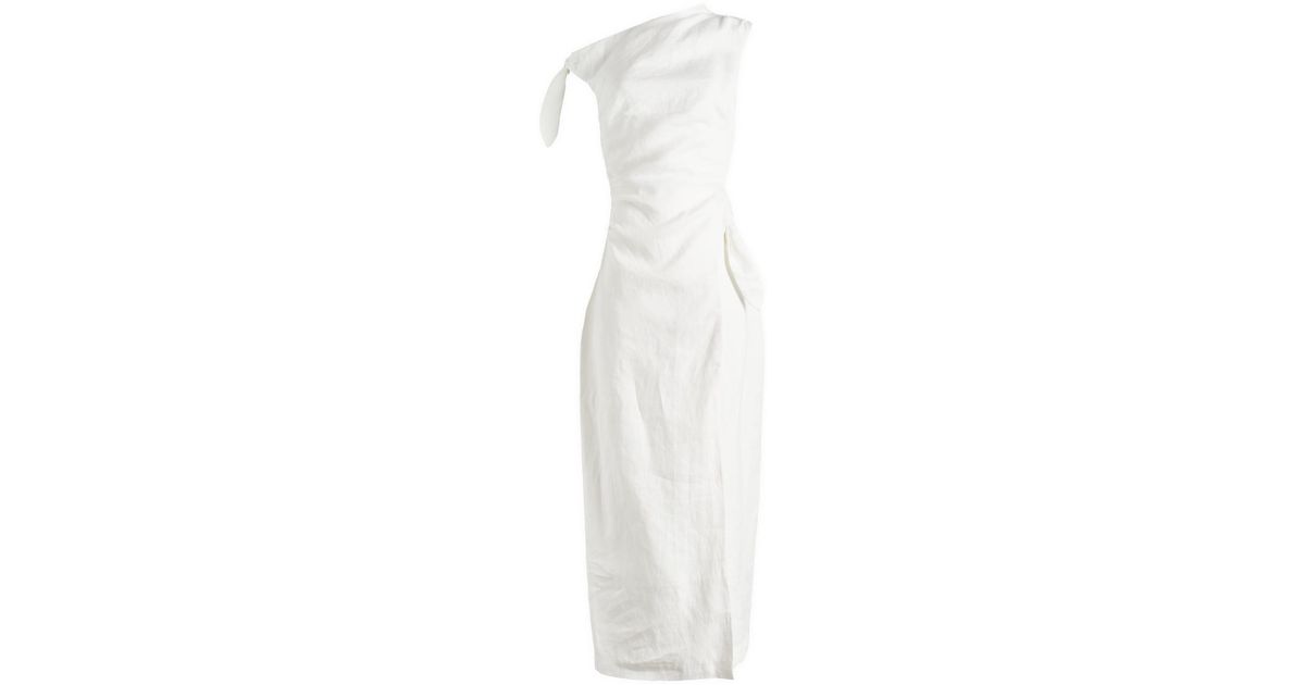 SIR. Tamara Tie Linen Midi Dress in White | Lyst