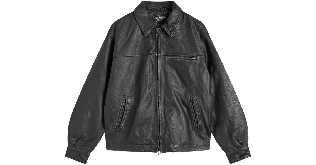 FRIZMWORKS Destroyed Cowhide Leather Jacket in Gray for Men | Lyst
