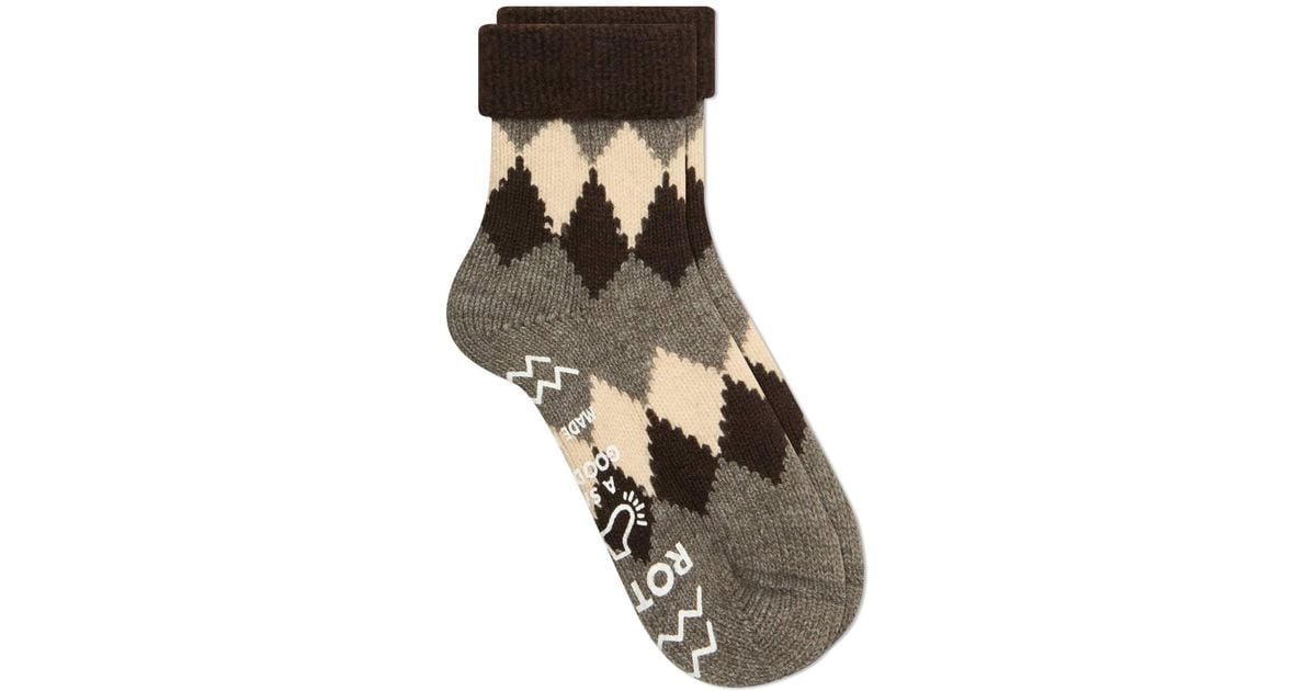 RoToTo Diamond Comfy Room Sock in Brown | Lyst