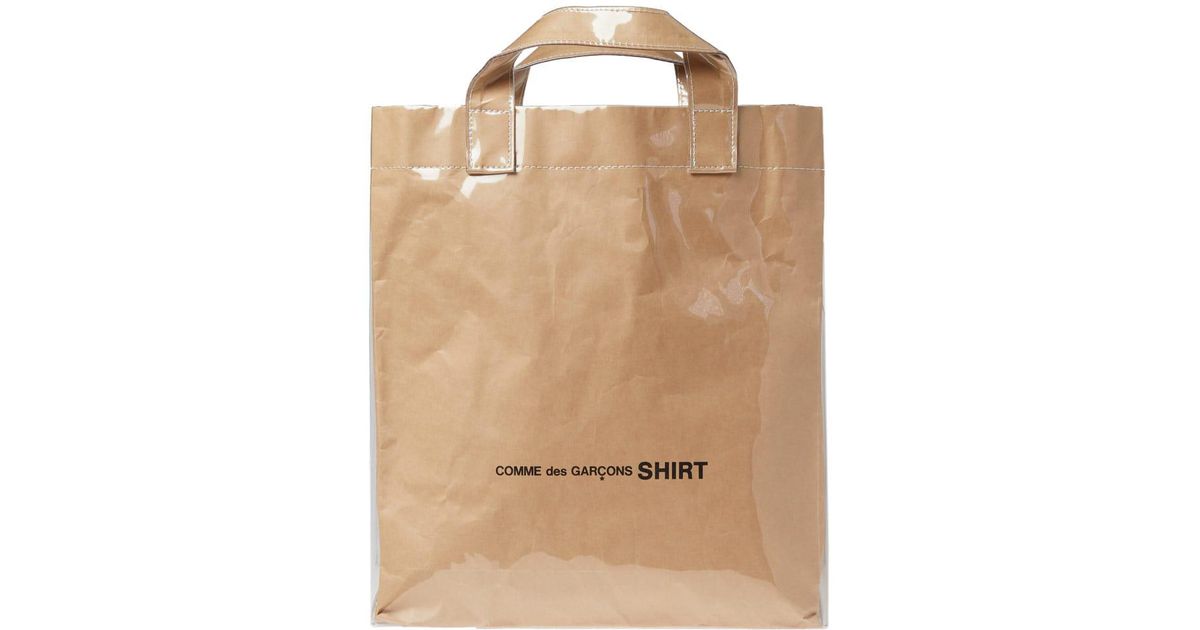 comme des garcons shirt pvc kraft paper messenger tote bag
