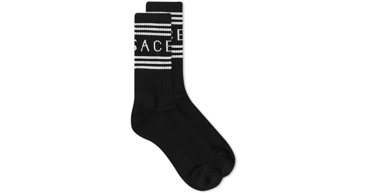 Versace Sports Logo Sock in Black for Men | Lyst