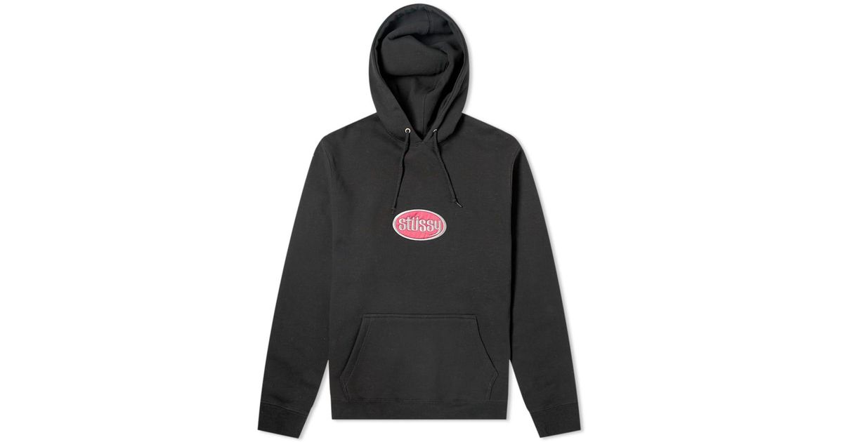 stussy oval applique hoodie