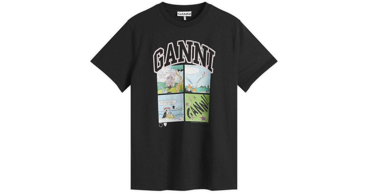GANNI｜ (Black Basic Jersey Teddy Relaxed T-shirt （T4287 Phantom Black Basic Jersey Teddy Relaxed T-shirt | GANNI US