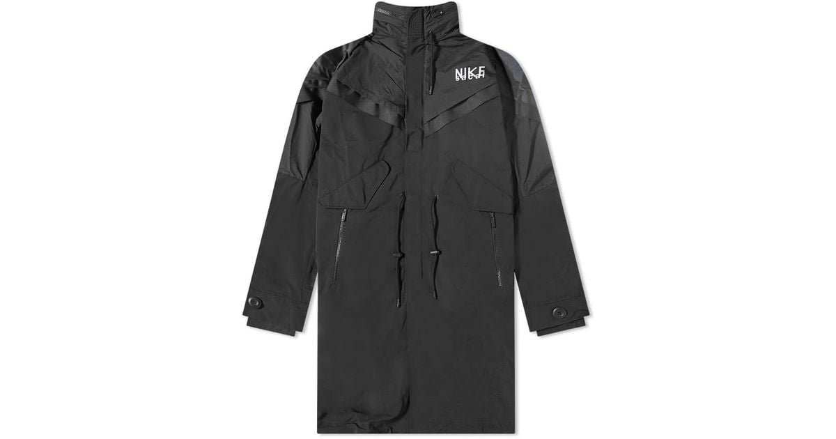 Nike Sacai Trench Coat Jacket in Black for Men | Lyst