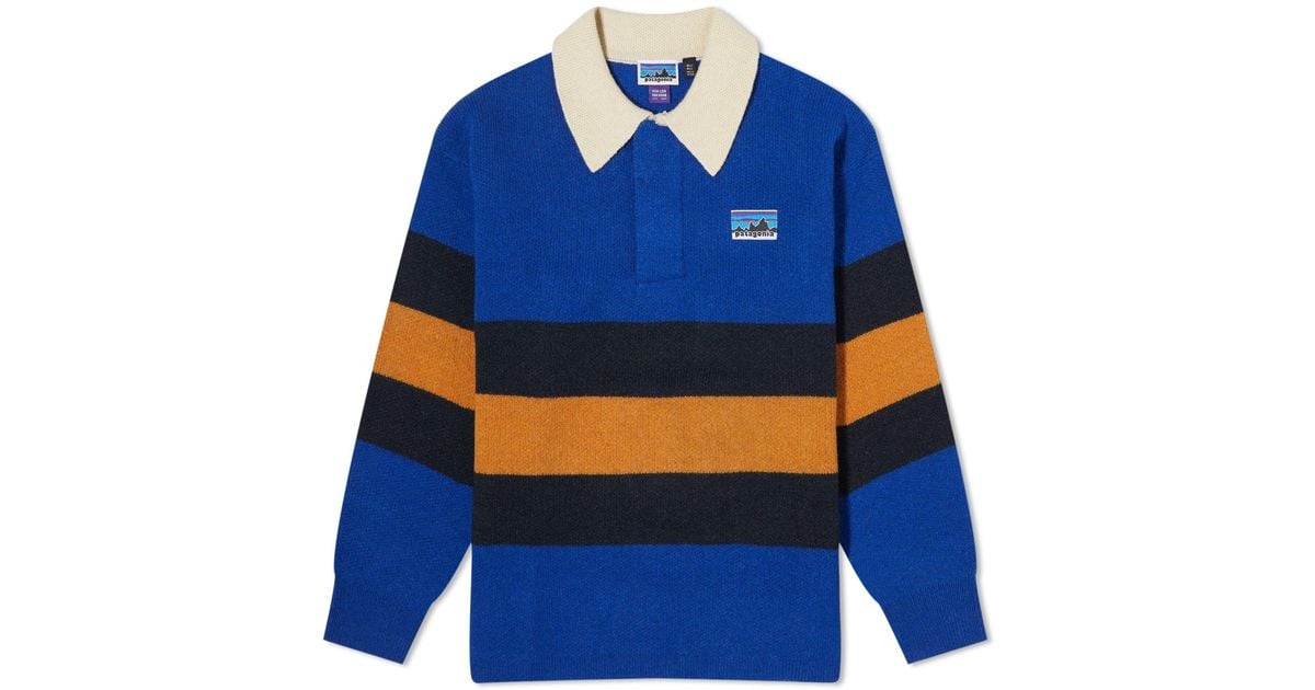 Patagonia 50th Anniversary Recycled Wool Rugby Knit in Blue Lyst