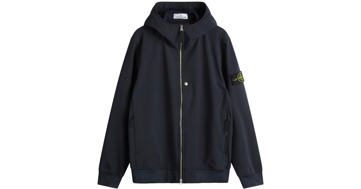 Stone Island Soft Shell-R Hooded Jacket in Blue for Men | Lyst