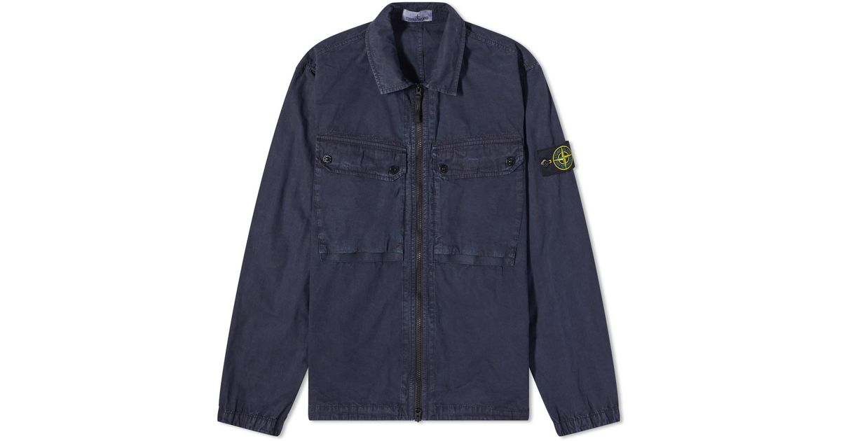 Stone Island Garment Dyed Two Pocket Zip Overshirt in Blue for Men | Lyst  Canada
