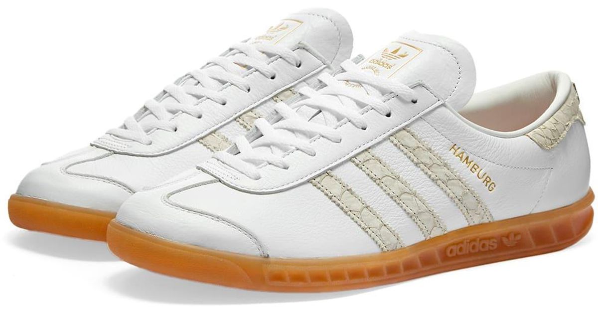 adidas Hamburg Fish Market Lowtop Sneakers in White Silver Metallic gr