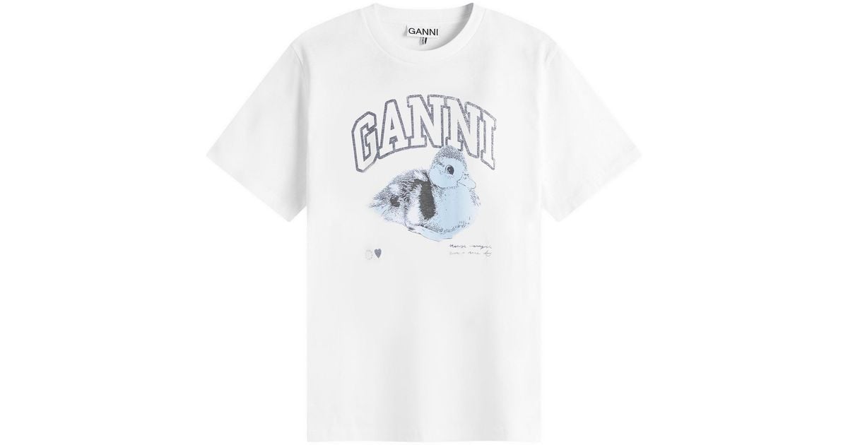 Ganni Duckie Relaxed T-Shirt in Blue | Lyst UK