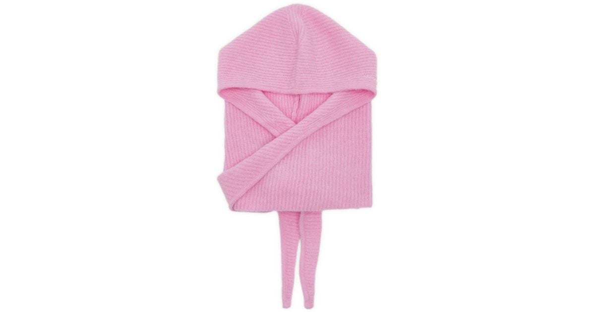 小物 GANNI Soft Wool Accessories Phantom Grey Striped Soft Wool Balaclava | GANNI US