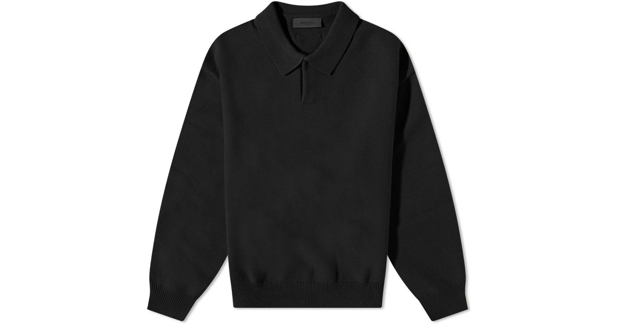 Fear of God ESSENTIALS Core 23 Knitted Polo Shirt in Black for Men