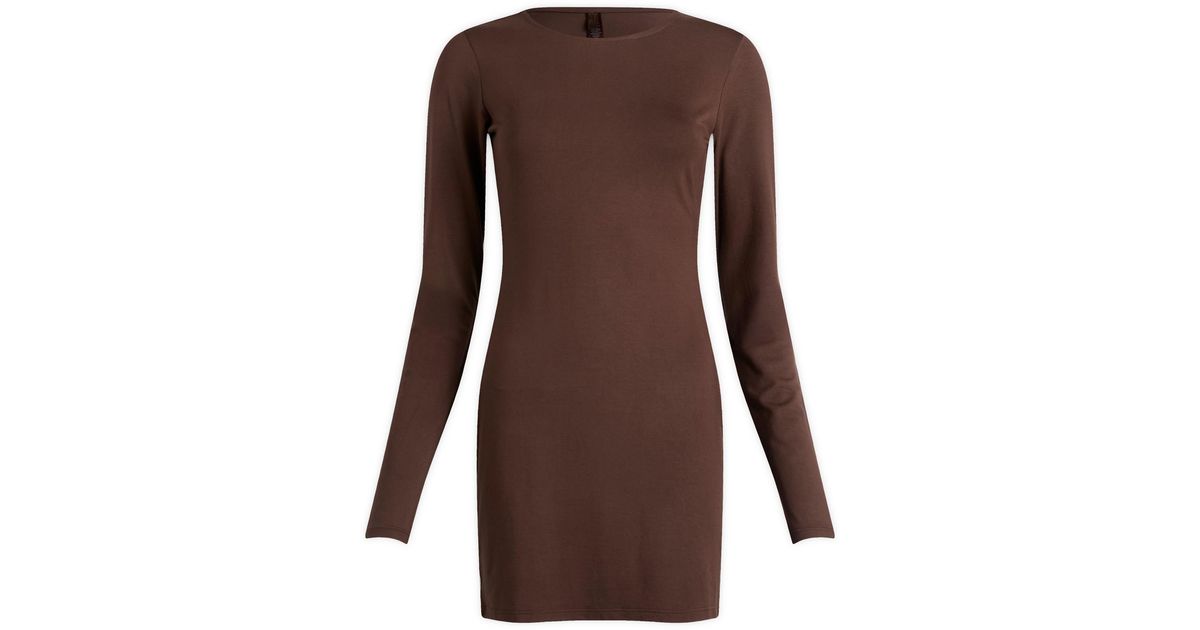Skims Smooth Layers Crewneck Tunic Mini Dress in Brown | Lyst Skims Smooth Layers Crewneck Tunic Mini Dress in Brown | Lyst