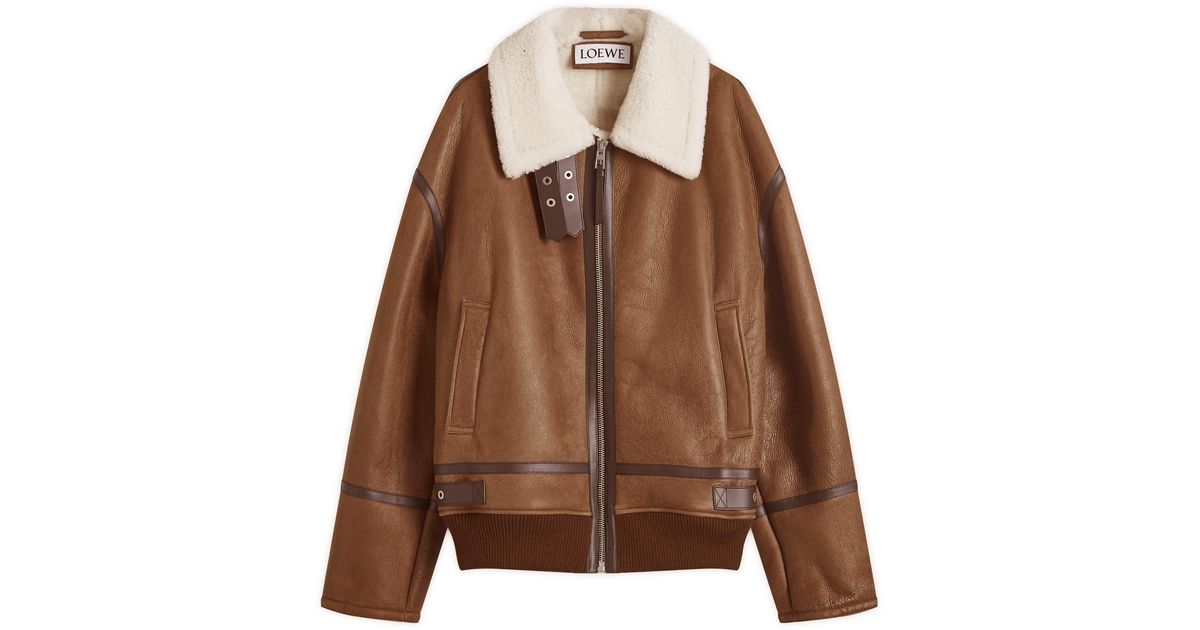 Loewe Shearling Aviator Jacket in Brown for Men | Lyst UK