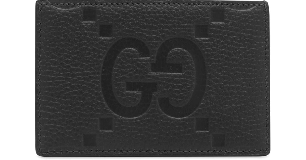 GUCCI カードケース Gucci Gg Jumbo Leather Int 866 Card Case in Black for Men | Lyst