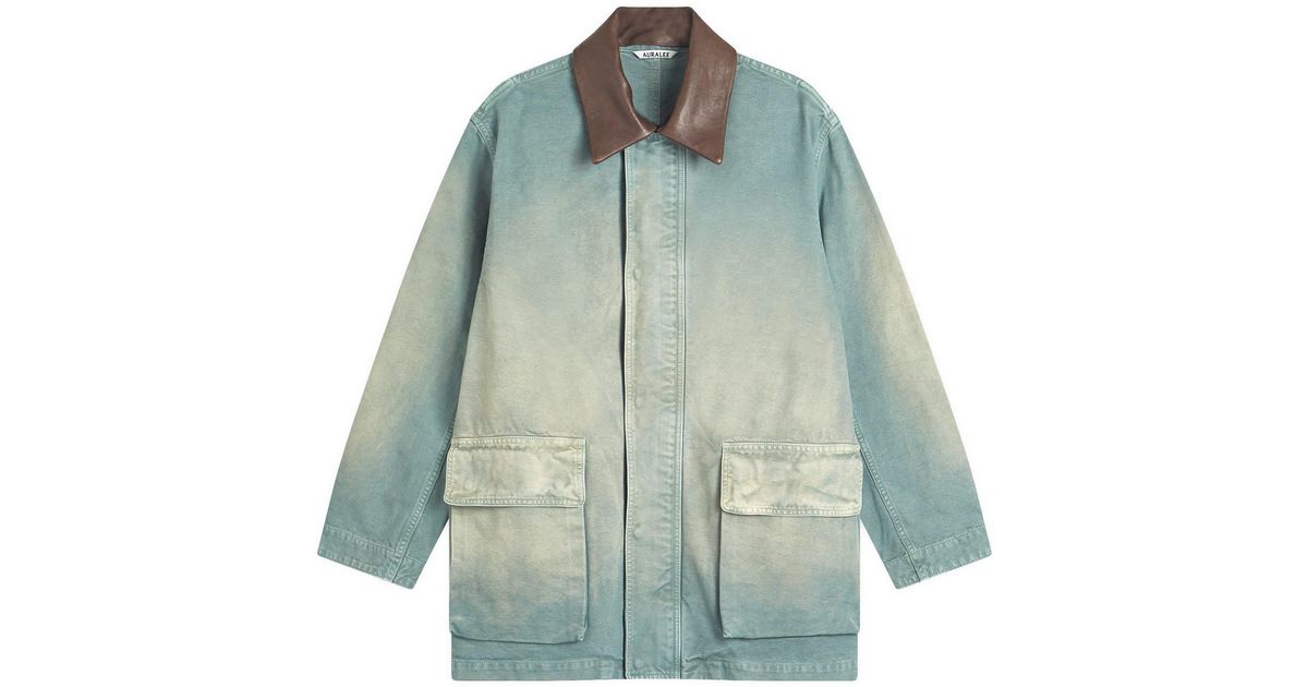 AURALEE Organic Cotton Duck Blouson in Green | Lyst