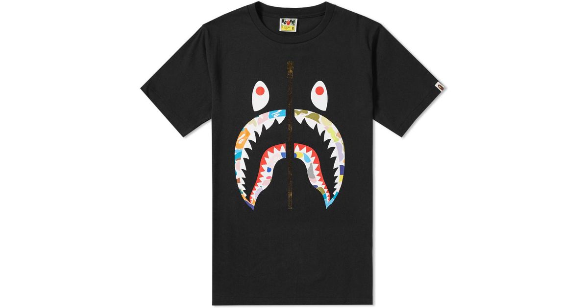 bape blue camo shark tee