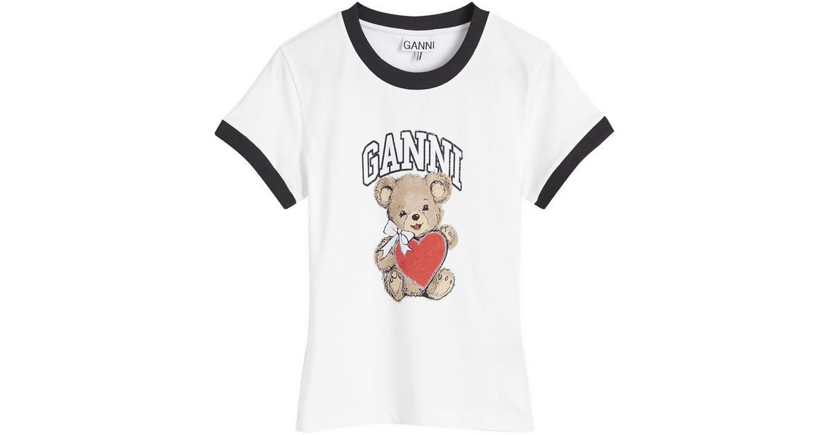 Ganni Bear Baby T-Shirt in White | Lyst