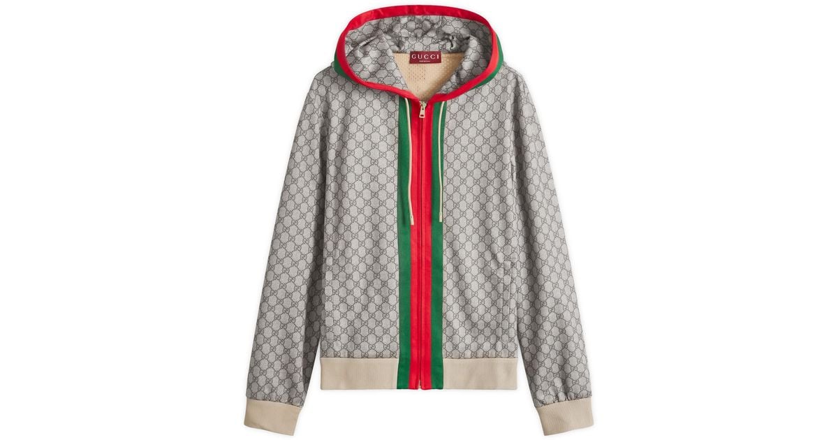 Gucci Gg Monogram Grg Zip Hoodie in Grey for Men | Lyst UK