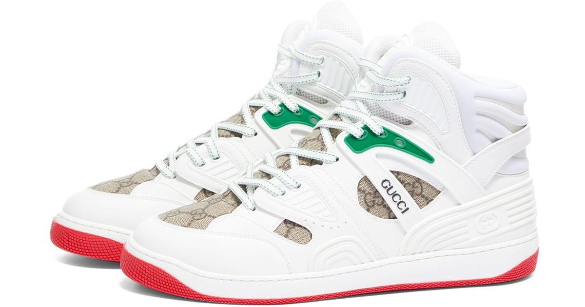 Gucci Canvas Basket Sneakers in Grey/White (White) for Men Lyst UK