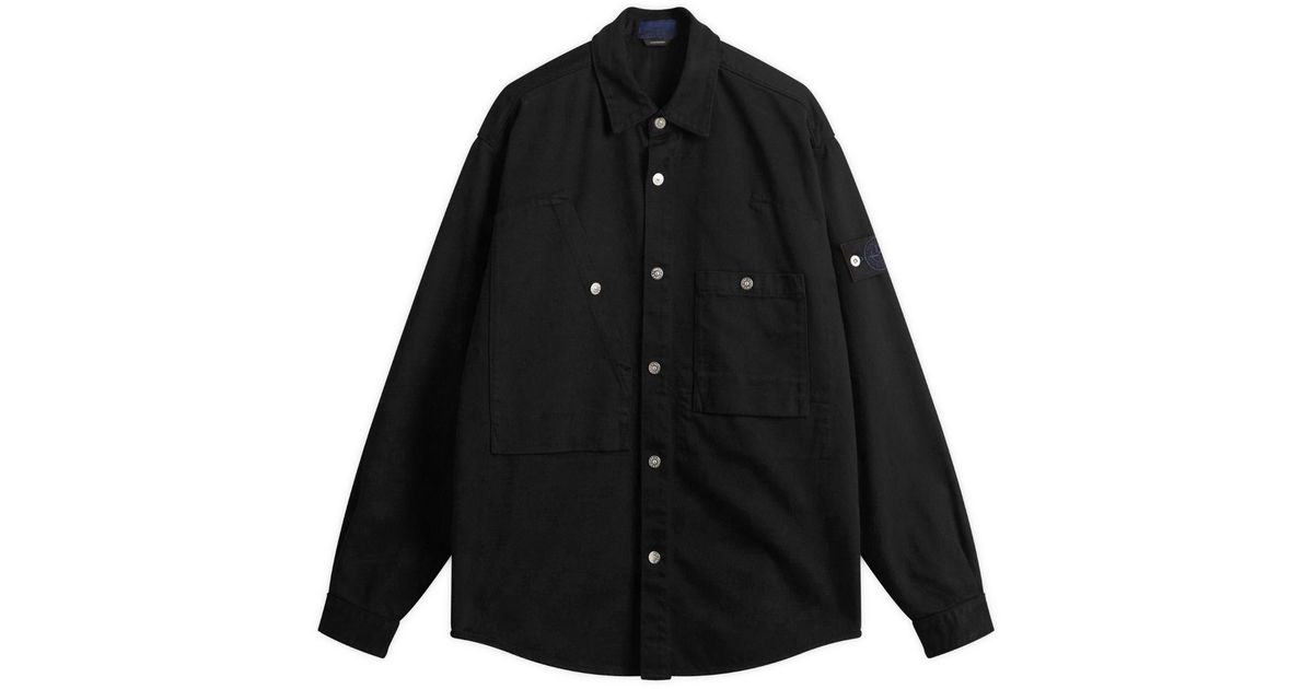 Stone Island Bull Denim-Tc Overshirt in Black for Men | Lyst