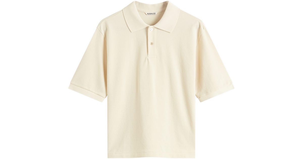 トップス AURALEE HIGH GAUGE PIQUE POLO AURALEE High Gauge Pique Polo in Natural | Lyst
