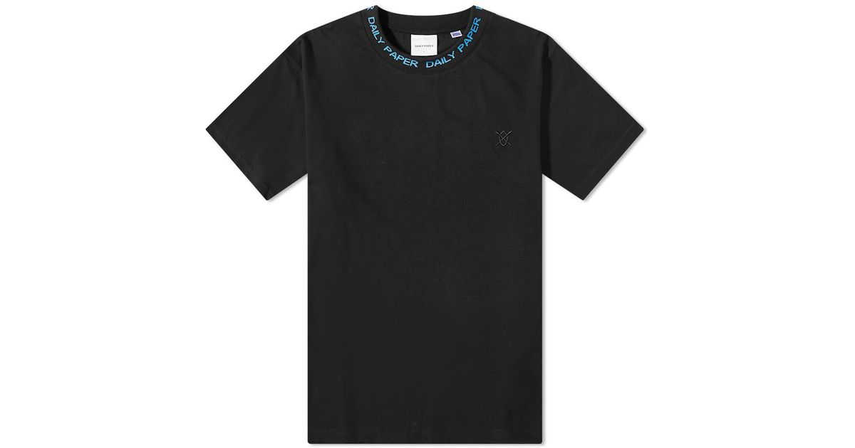 Daily Paper Cotton Erib Collar T-shirt in Black for Men | Lyst