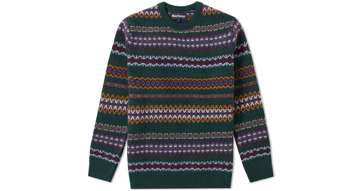 Barbour Case Fair Isle Crew Knit in Green for Men | Lyst