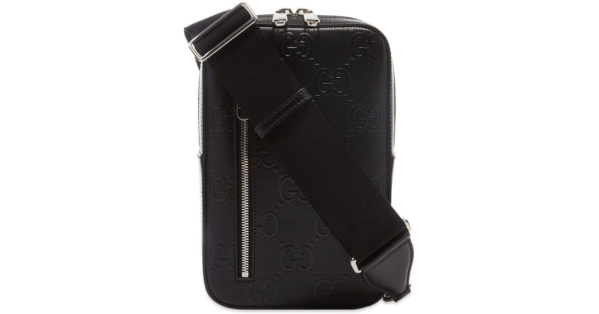 Gucci Leather gg Embossed Sling Bag in Black for Men Lyst Canada