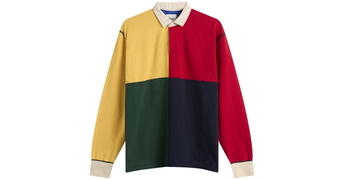 Drake's Colourblock Panel Rugby for Men | Lyst
