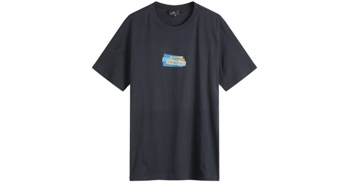 Paul R. Smith Label Paul Smith Ps Label Print T-Shirt in Blue for Men | Lyst UK