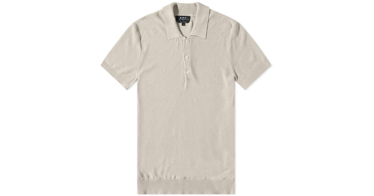 A.P.C. Denim Jude Knit Polo in Natural for Men Lyst