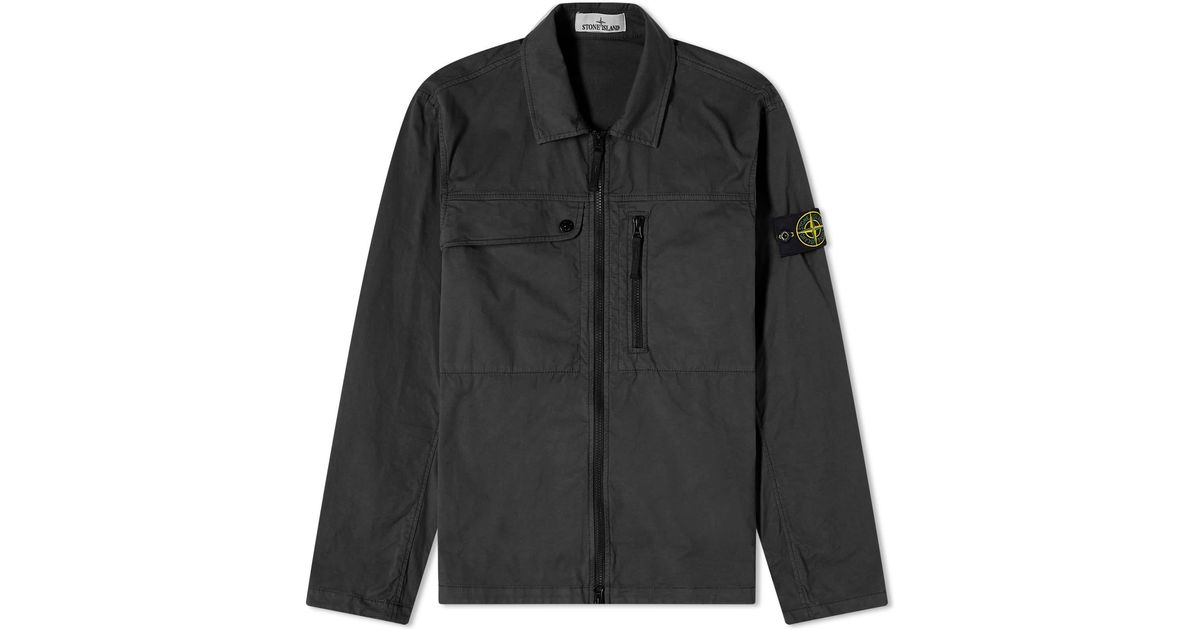Stone Island Supima Cotton Twill Stretch-Tc Zip Shirt Jacket in