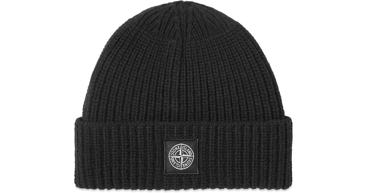 stone island logo beanie