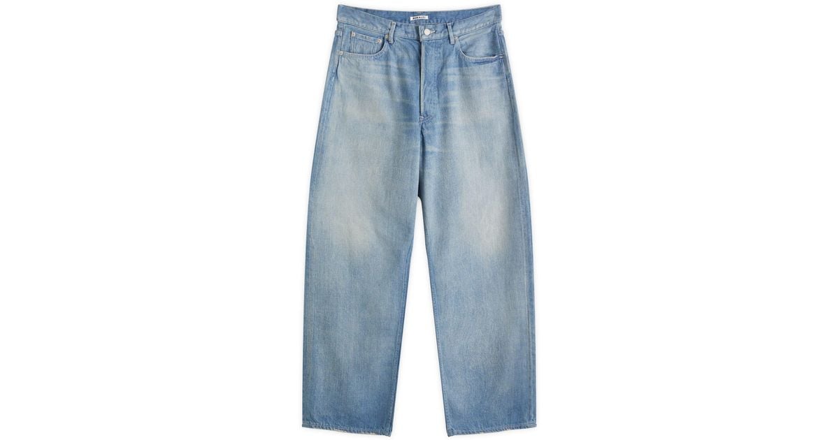 AURALEE Selvedge Faded Light Denim Wide Pants in Blue for Men | Lyst