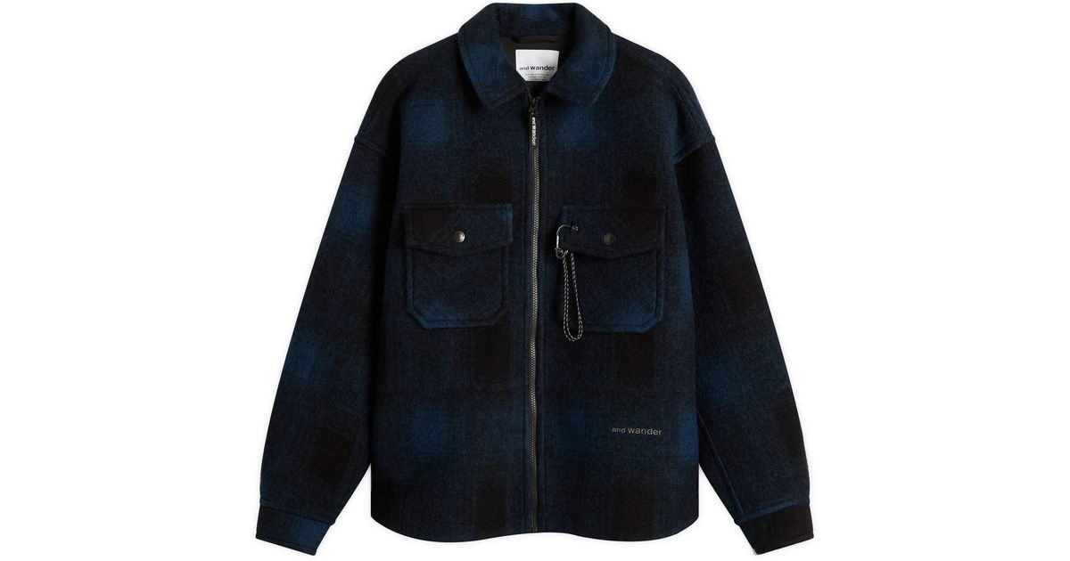 and wander Shaggy Wool Zip Jacket in Blue for Men | Lyst UK