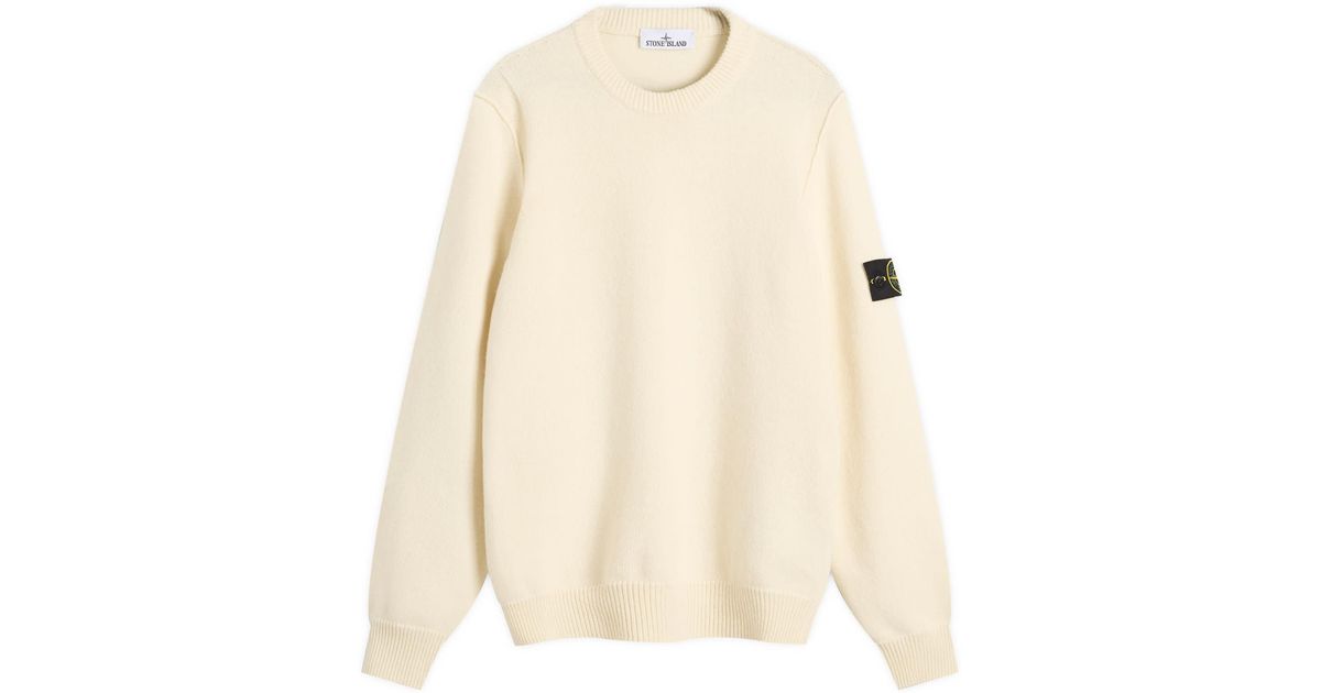 Stone Island Lambswool Crew Neck Jumper in Natural for Men | Lyst