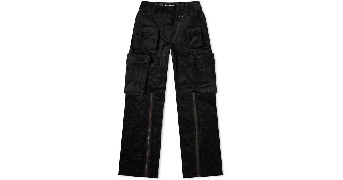 Acne Studios Velvet Cargo Pants in Black Lyst
