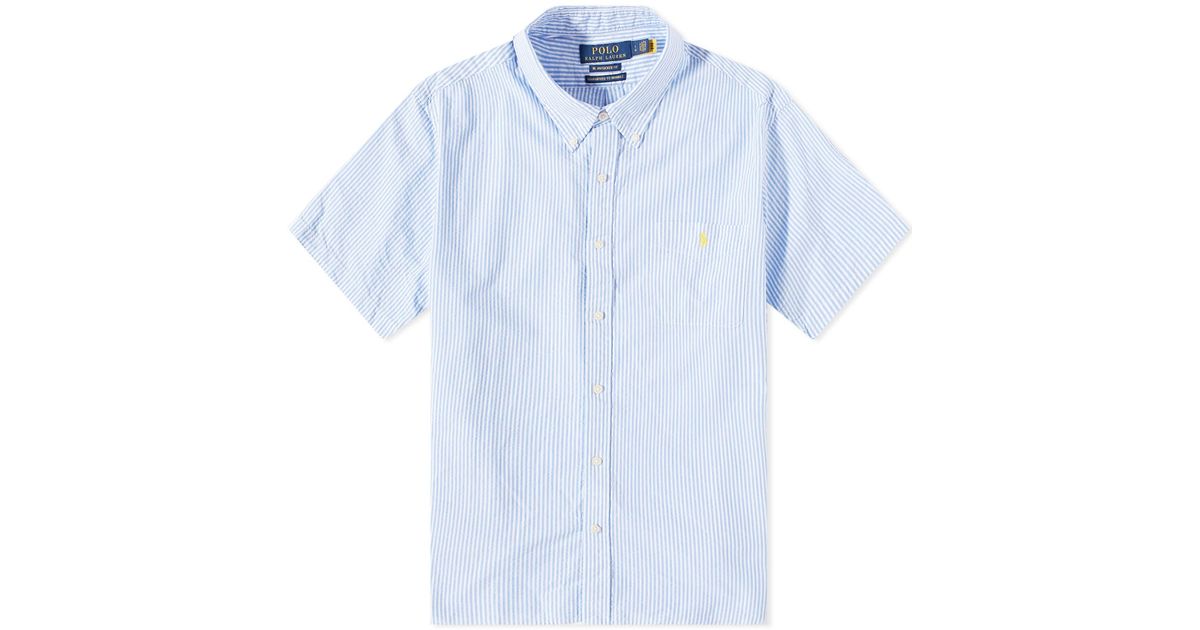 Polo Ralph Lauren Seersucker Short Sleeve Shirt in Blue for Men | Lyst