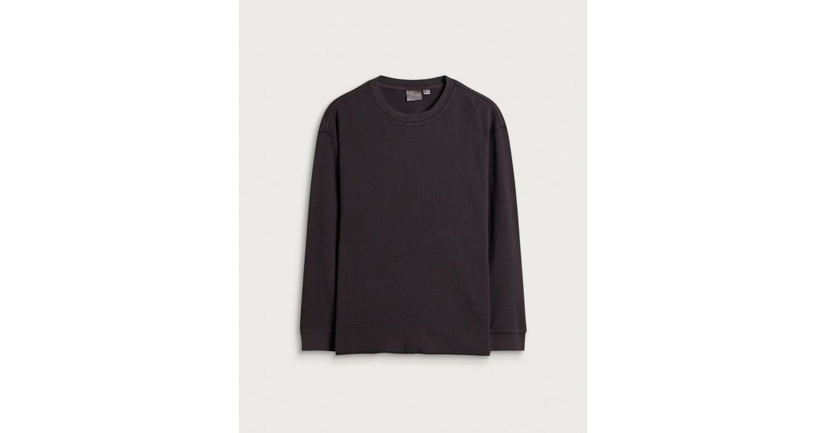 Gramicci Waffle Crew Sweatshirt in Black | Lyst