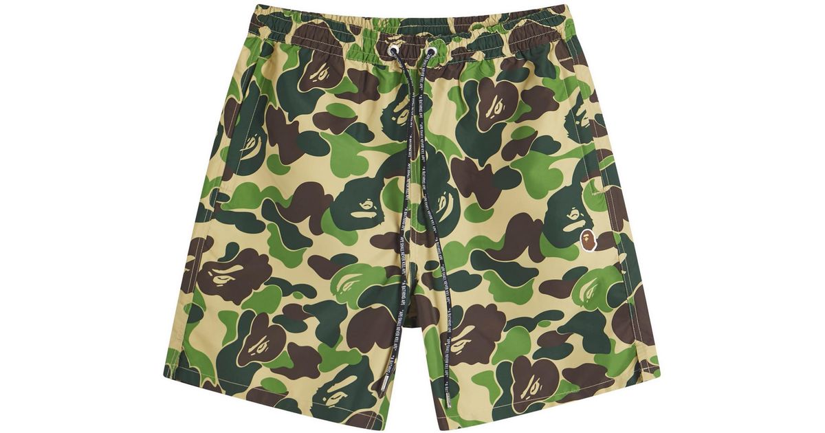 A Bathing Ape Abc Camo One Point Relaxed Fit Water Shorts in Green