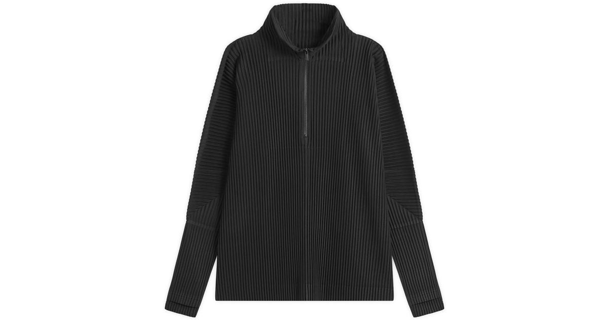 Homme Plissé Issey Miyake Quarter Zip in Black for Men | Lyst