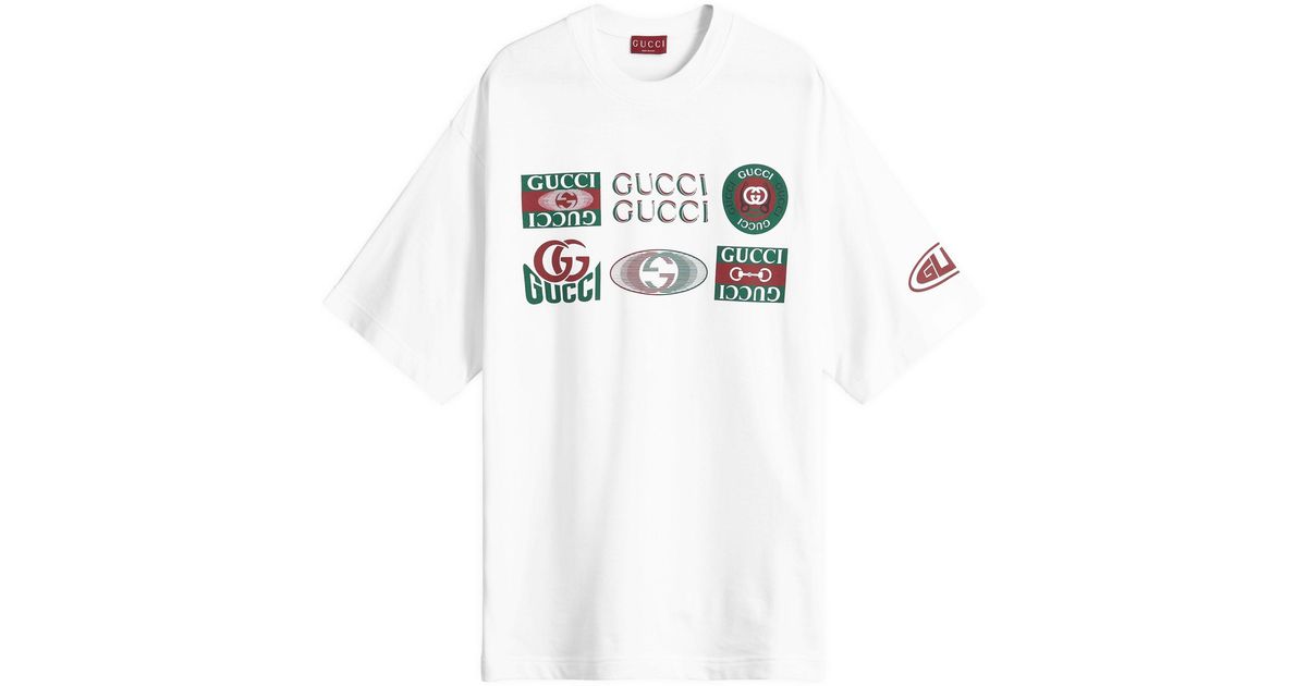 gucci-White-Multi-Logo-T-Shirt