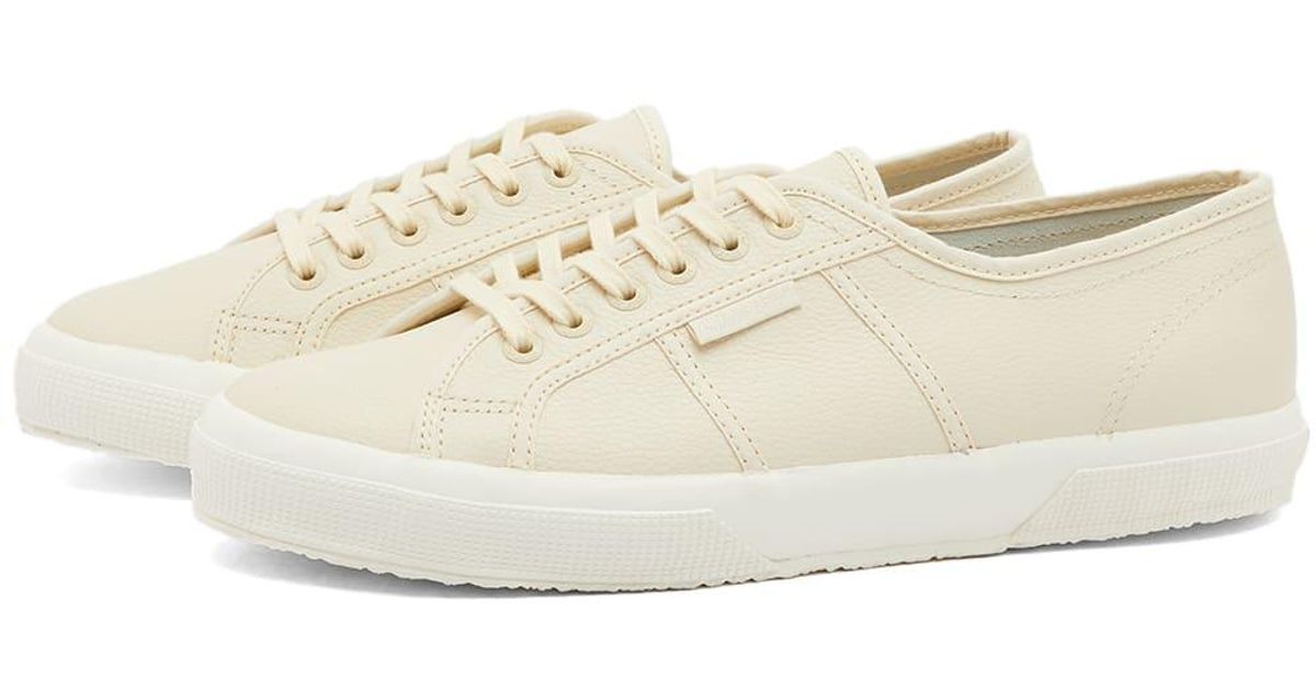 Superga 2750 Tumbled Leather Sneakers in Natural for Men | Lyst