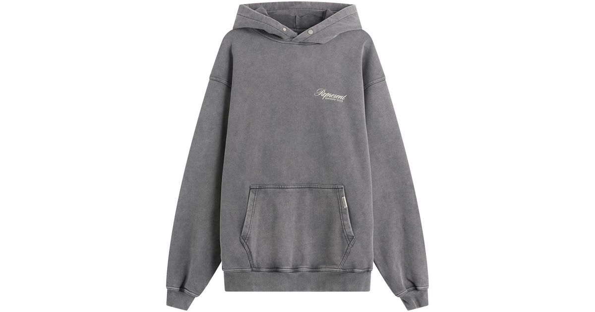 Represent Owners Club Script Hoodie in Grey for Men | Lyst UK