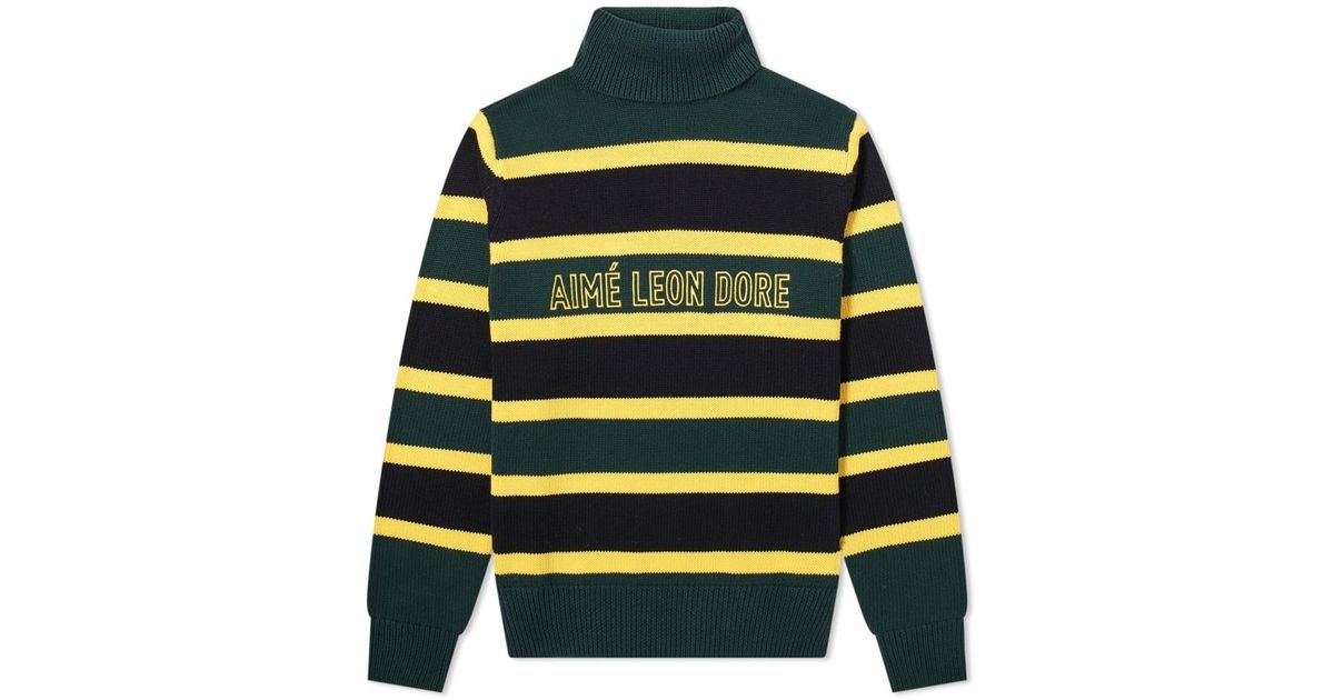 Aimé Leon Dore Cotton Knit Turtleneck Sweater In Green For Men Lyst