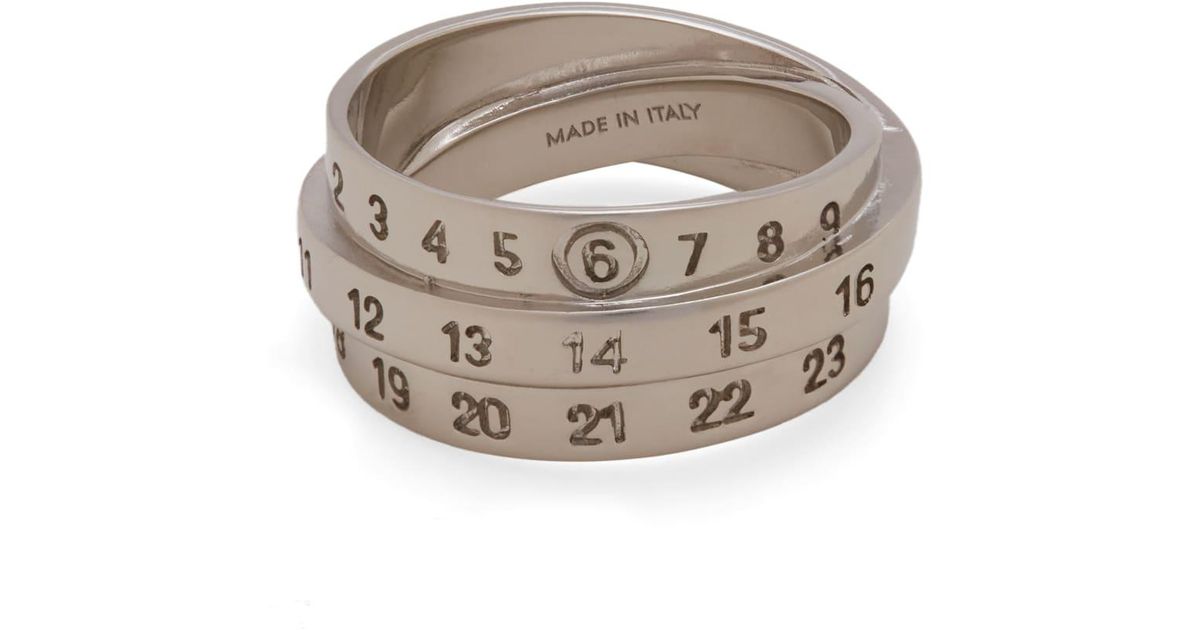 MM6 by Maison Martin Margiela Triple Logo Ring in Gray for