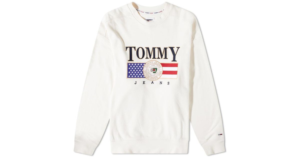 Tommy Hilfiger Boxy Lux Crew Sweat in White for Men | Lyst