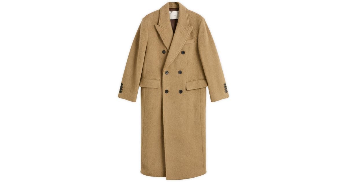 DUNST Tailored Double Beasted Hairy Wool Coat in Natural | Lyst Canada