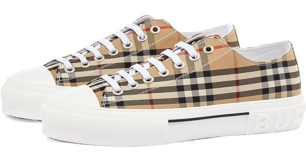Burberry Canvas Jack Check Sneaker in Natural for Men - Lyst